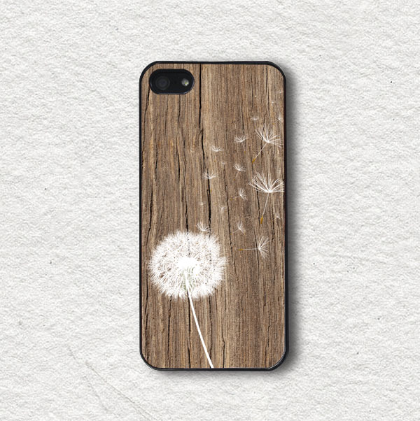 Iphone 4 Case, Iphone 4s Case, Iphone 5 Case, Iphone 5s Case, Protective Iphone Cover - White Dandelion On Wood
