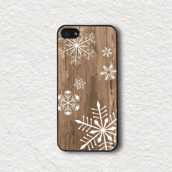 Snowflake On Wood - Iphone 4 Case, Iphone 4s Case, Iphone 5 Case, Iphone 5s Case, Wood Iphone Case, Wood Iphone Covers