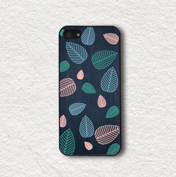 Cell Phone Case Cover For Iphone 4, Iphone 4s, Iphone 5, Iphone 5s, Iphone Cover, Protecive Iphone Case - Pastel Leaf With Wood