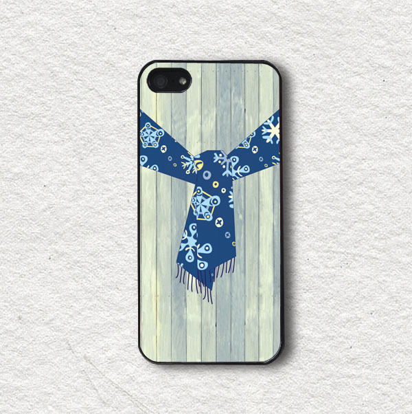Phone Cases For Iphone 4, Iphone 4s, Iphone 5, Iphone 5s, Iphone Cover, Protecive Iphone Case - Blue Scarf With Vintage Wood