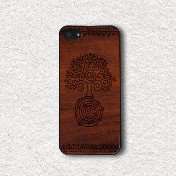 Iphone Case For Iphone 4, Iphone 4s, Iphone 5, Iphone 5s, Iphone Cover, Protecive Iphone Case - Wooden Etching Print