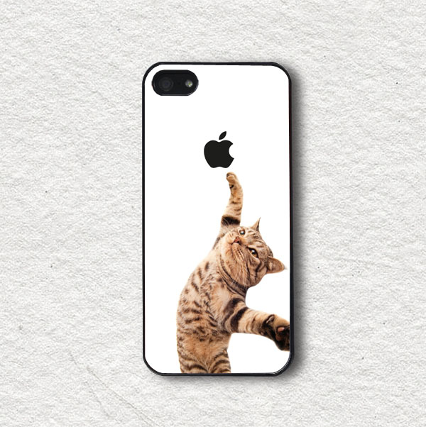 Iphone Case For Iphone 4, Iphone 4s, Iphone 5, Iphone 5s, Iphone Cover, Protecive Iphone Case - Cat And Apple Logo